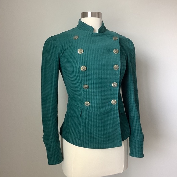 CAbi Military Double Breasted Jacket Legion Green Teal Style #3913 XS - Picture 9 of 15